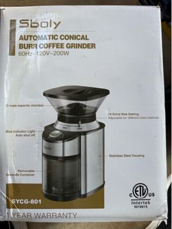 Conical Burr Coffee Grinder Stainless Steel Adjustable Burr Mill with 19 Precise Grind Setting for Drip Percolator French Press American Turkish Coffe
