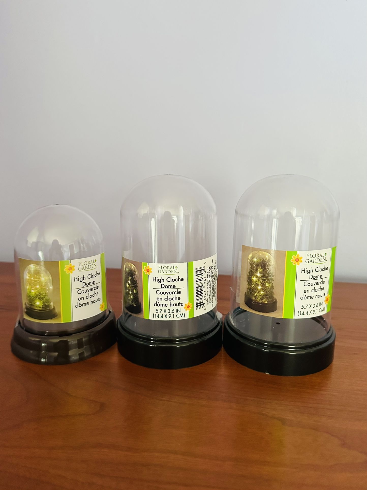 3 Plastic High Cloche Domes 
