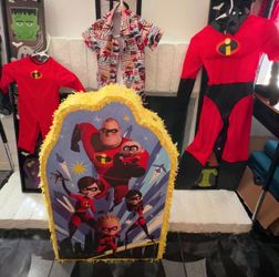 Incredibles costumes and pinata