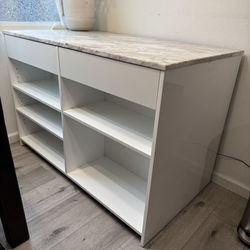 CB2 White Marble Kitchen Island
