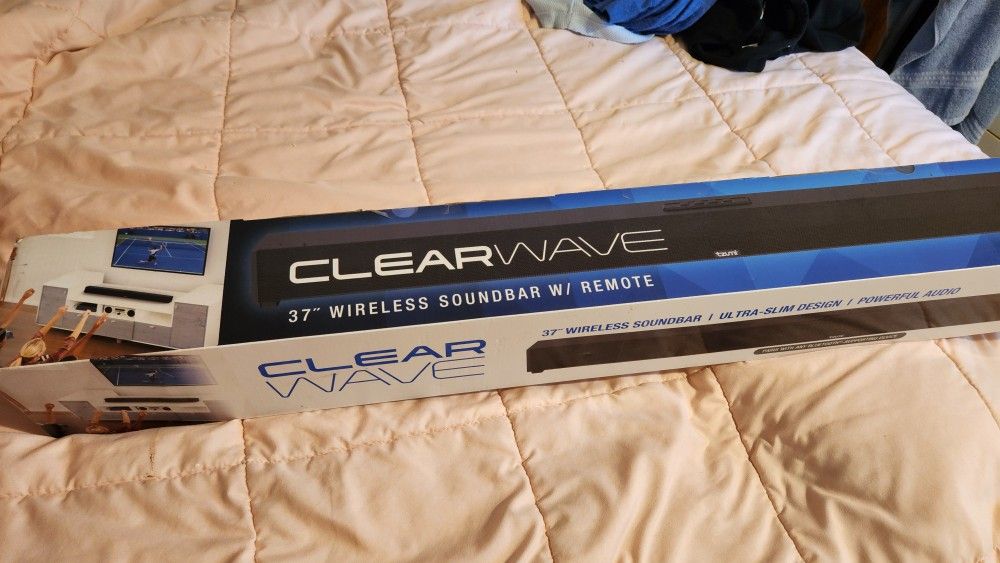 BRAND NEW - NEVER OPENED! "CLEARWAVE" 37" WIRELESS/BLUETOOTH SOUNDBAR WITH REMOTE