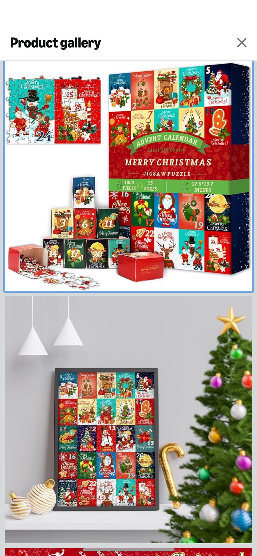 PICKFORU Advent Calendar 2025 Christmas Jigsaw Puzzles 1000 Pieces, 25 Boxes of Christmas Countdown Calendar Puzzles for Adults, Funny Holiday Puzzles