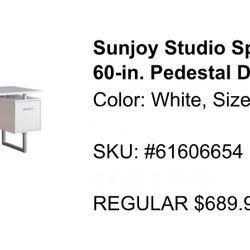 Sunjoy Studio Space Deja 60-in Pedestal Desk