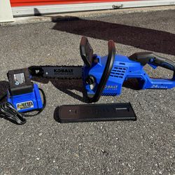 Brand New!$99/Kobalt 40volt Chain saw 12” with brand new battery and charger