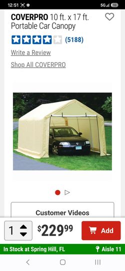 10ft by 17ft portable car port