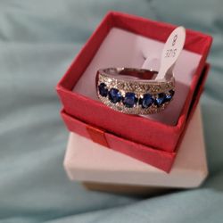 Sterling Silver Sapphire With Zirconia Stones,new Size 8. Asking $25.00 Firm Price