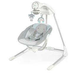  Ingenuity InLighten 5-Speed Baby Swing - Swivel Infant Seat, 5 Point Safety Harness, Nature Sounds, Lights - Van Elephant Amazon's