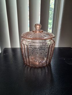 Vintage Pink Depression Glass canister