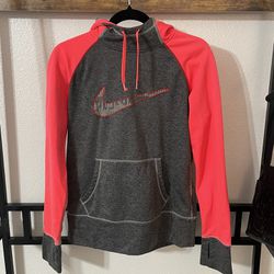 Nike Therma-Fit Pullover Hoodie Size Medium Gray Pink/coral Sweatshirt Swoosh