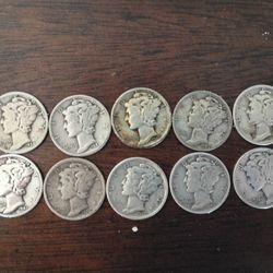 SILVER Mercury Dime Different Dates And Mint Marks
