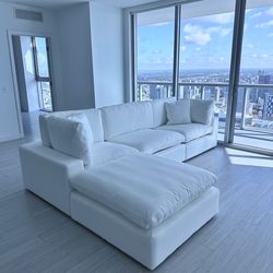New White Sectional Cloud Couch Sofa