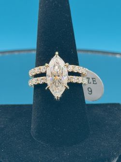 #- 162 Stunning 7.00 CTW Marquise Moissanite Wedding Ring Set