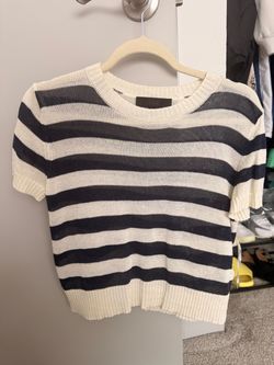 Zara Striped Knit Short Sleeve Top