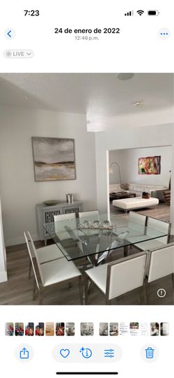 Luxury Modern Glass Dining Table Set with 8 Chairs – Chrome Base