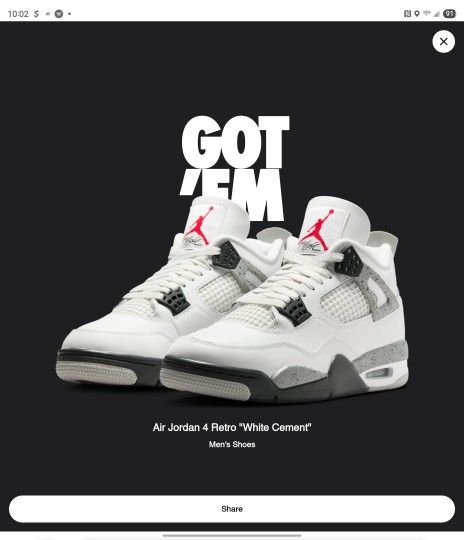 Jordan 4 White Cement 2025
