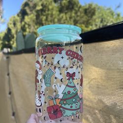 Retro Christmas Glass Cup