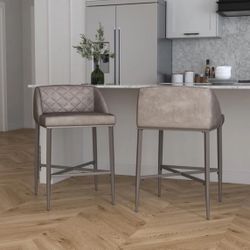 Armana Countertop Stools, Grey Suede X4 