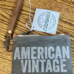 Recycled American Vintage Classic Stonewash Canvas wristlet bag NWT