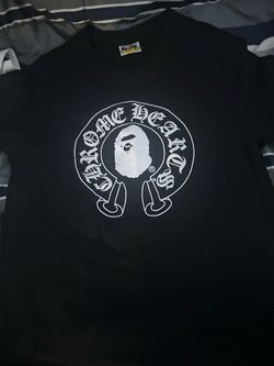 black chrome hearts x bape tee size small