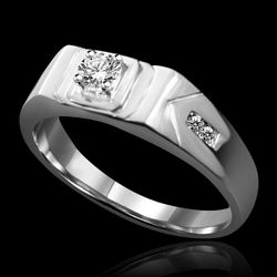 Elegant 0.2 CT(4mm)Round intensely radiant Diamond Veneer® cubic zirconia set in fine Stainless Steel Men ring. 635R1012