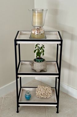 29”h 3-Tier Wood and Metal Storage Side Table
