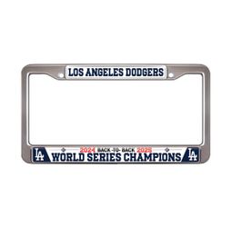 Los Angels Dodgers Back to Back 24-25 WS Champs 2-Hole Stainless Steel License Plate Frame