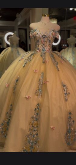 Champagne multi color Quinceanera dress
