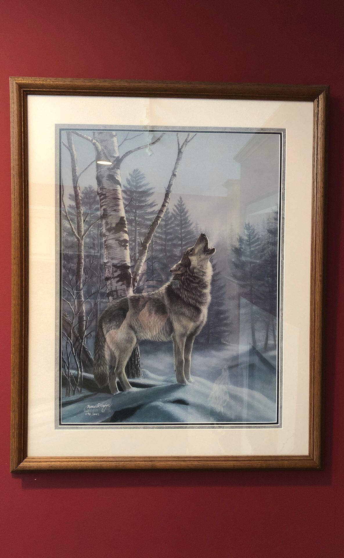 James Meger ‘90 Wolf Print in frame