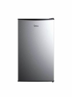 3.3 cu ft Compact Refrigerator: Energy Star Certified, Freestanding, Silver, Reversible Door, 3 Shelves