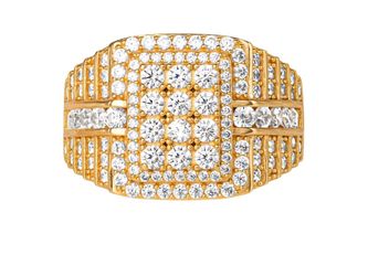 Shaquille O'Neal Men's Simulated Diamond Yellow Gold Plated Sterling Silver Ring, Size 10
