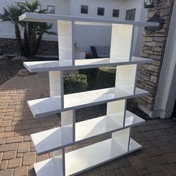 Modern white open shelf bookcase