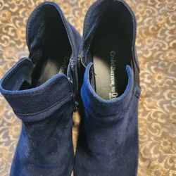 NAVY BLUE SUEDE ANKLE BOOTS 