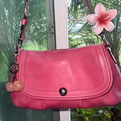 Hot Pink Pleated Leather Coach
