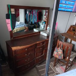 Vintage 12 Drawer  Dresser With Mirror