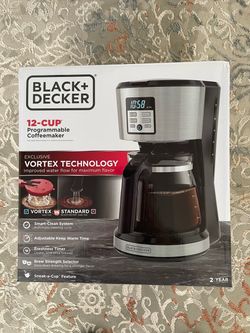New 12-Cup Silver Accents Programmable Coffeemaker with Vortex Technology