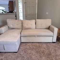 Small Sectional With Pull Out Sleeper & Storage 