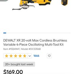 DeWalt 20v XR Multi tool W/2 Ah Battery ($75) No Charger