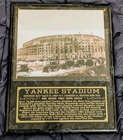 picture/plaque Opening Day  Yankee Stadium in 1923.
