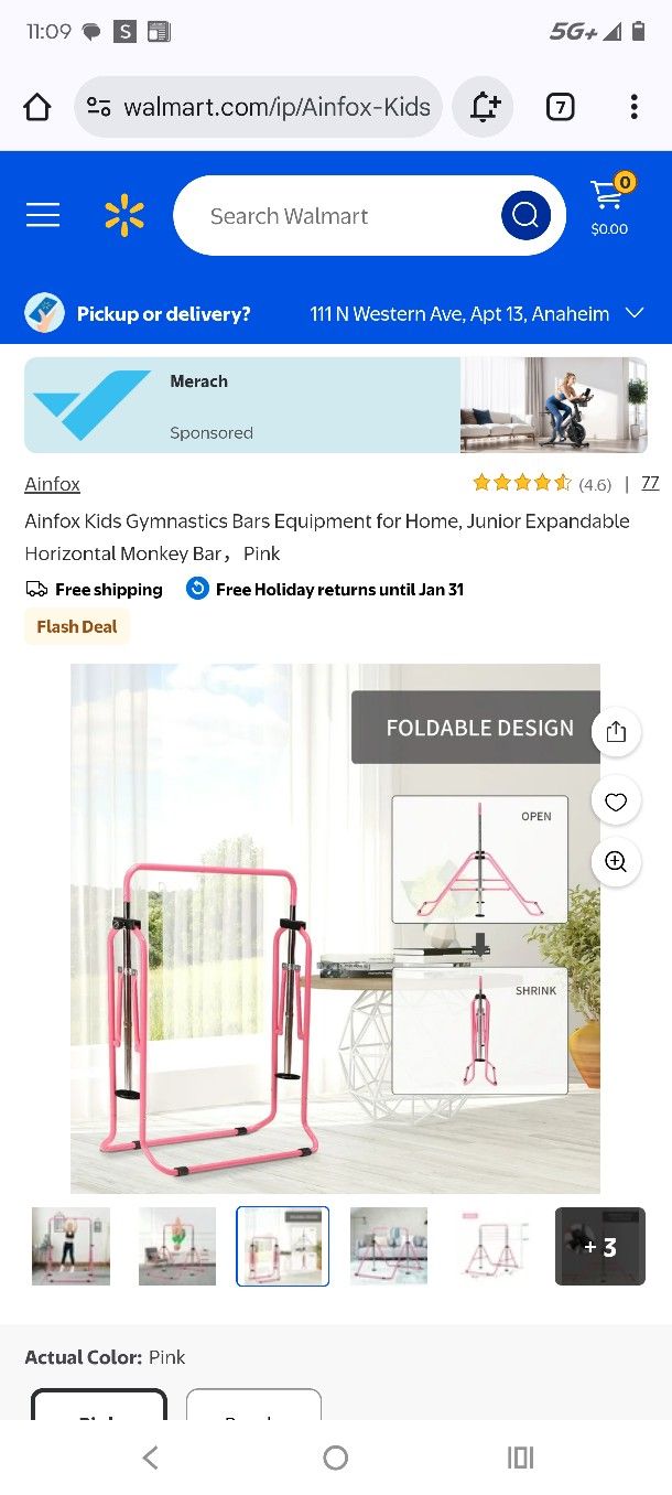 Anifox Kids Gympastics Bars Equipment For Home Horizontal Bar 