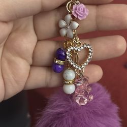 Purple Pom Bag Charm