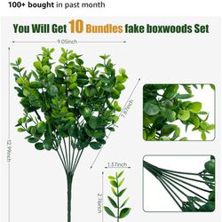 Brand New Artificial Boxwood Plants (10 Bundles)