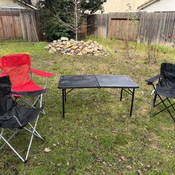 Portable table and chairs for camping
