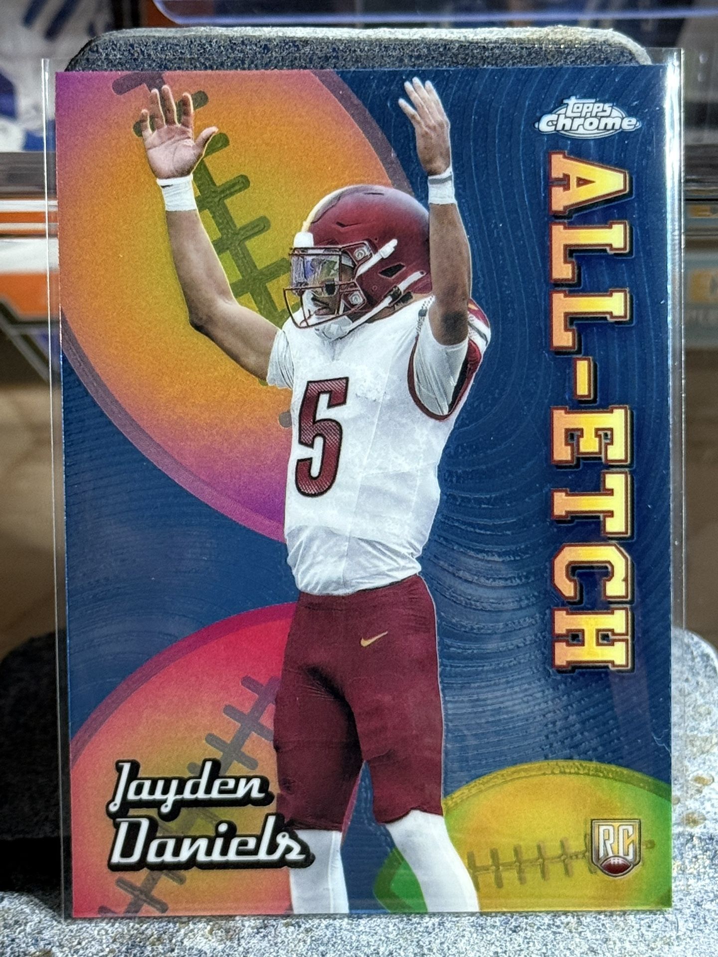 Jayden Daniels 2024 Topps Chrome All-Etch Refractor RC