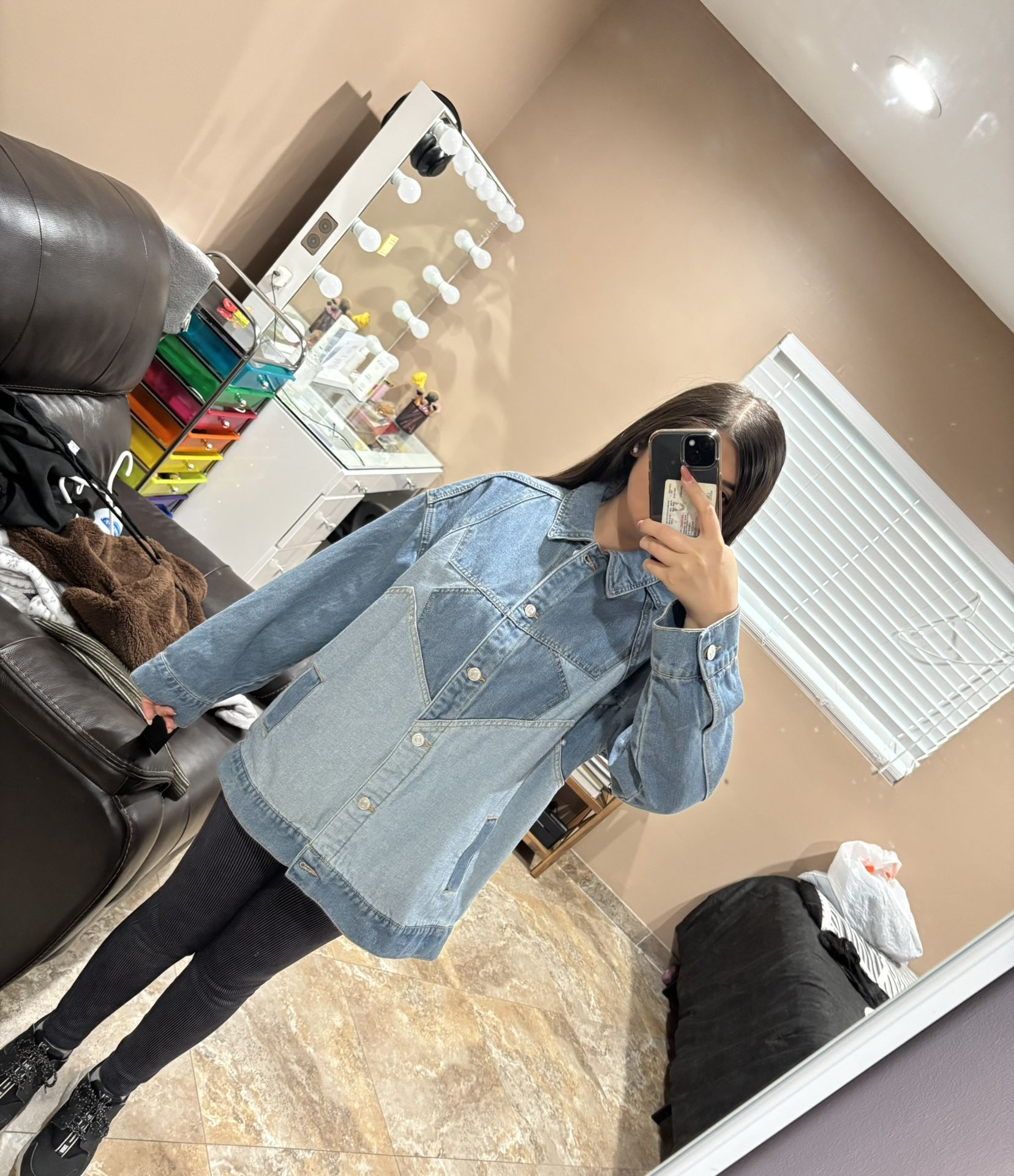 Forever 21 Blue Oversized Jean Jacket With Stars