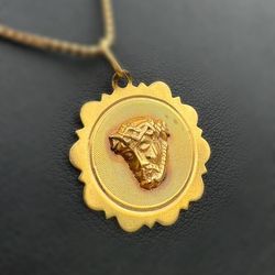 14k solid yellow gold Jesus Pendant charm