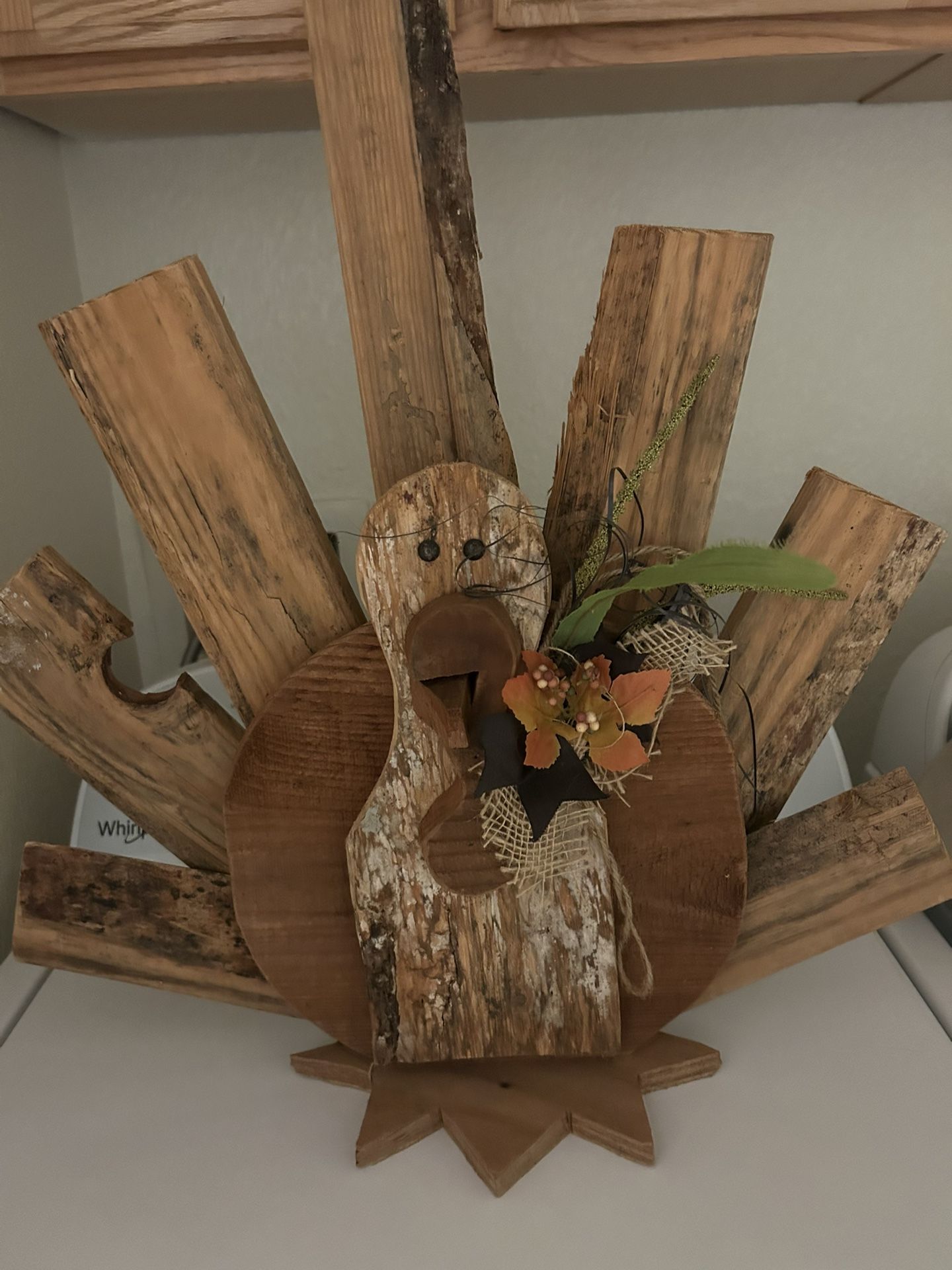 Huge Wood Thanksgiving Turkey Decor