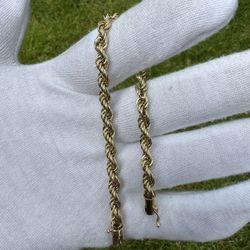 14K Solid Rope Bracelet 8” 5.5mm 17.87g