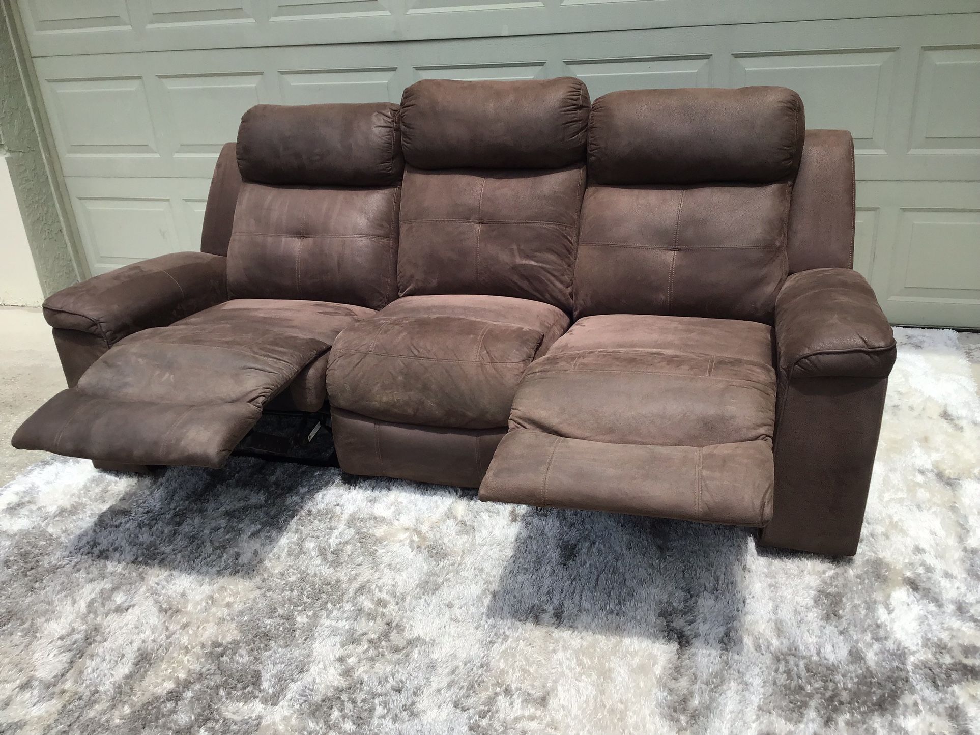 Sofa Couch Double Recliner Micro Fiber Brown