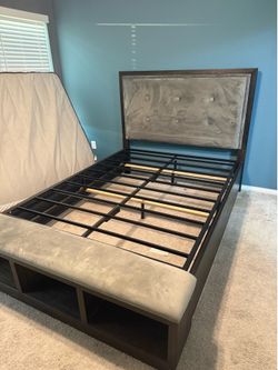 Ashley Furniture Queen bed frame w/ metal box spring