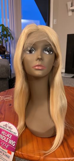 100%Human hair wig Ali Wigs HD Lace Bundle Wig Light Blonde